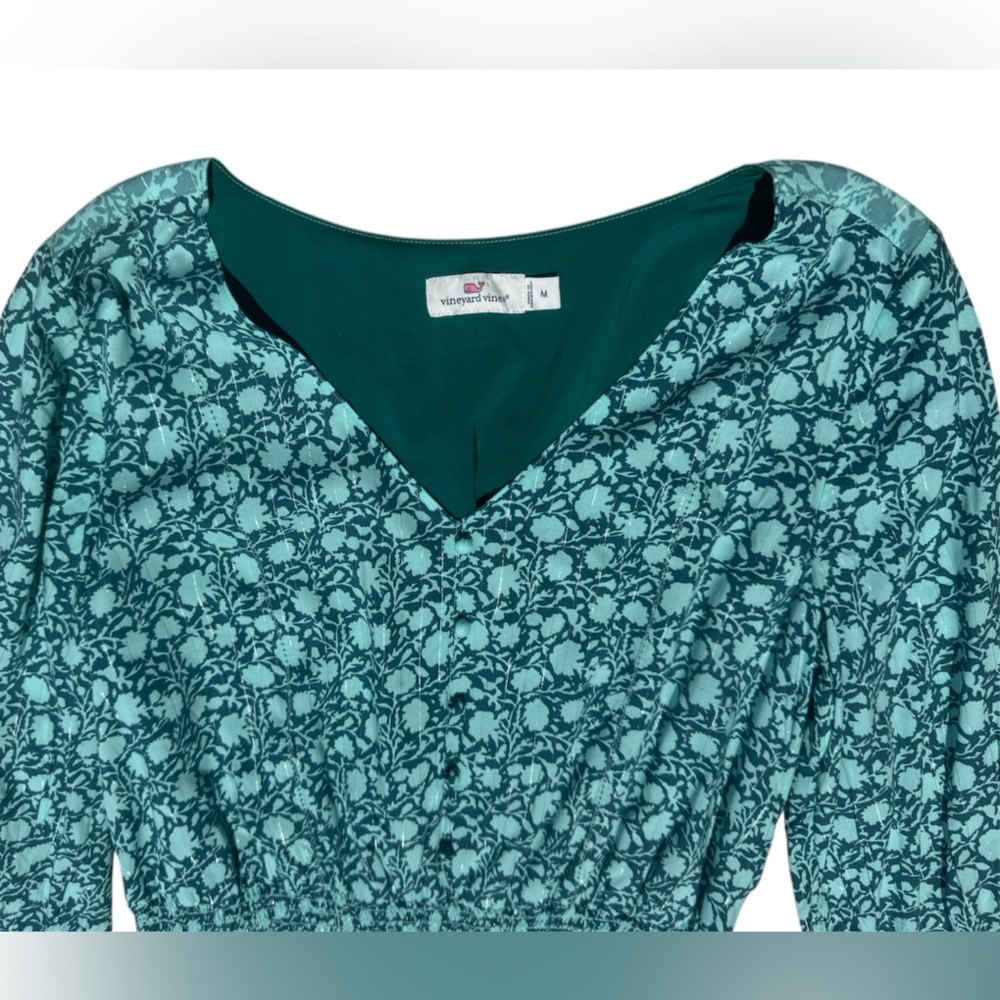 Vineyard Vines Teal Dress Cinched - Size Medium - Picture 4 of 6